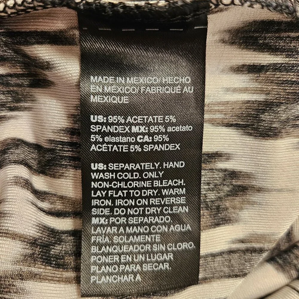 Chico's Size 3 Tunic Womens 16 Black White  Animal Print Stretchy Flowy Career - Picture 10 of 11